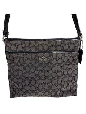 Coach Black Signature Logo Adjustable Strap Crossbody Bag F58285 + Hang Tag